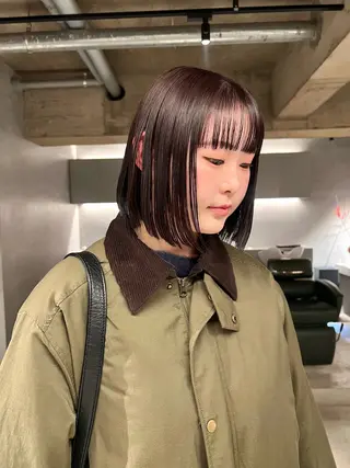 ミディアム カラー 宮川 日菜子のヘアスタイル