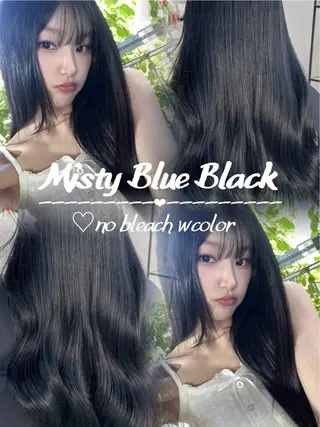 ロング カラー ヘアアレンジ 寒色アイドルカラー JUNOチナツのヘアスタイル