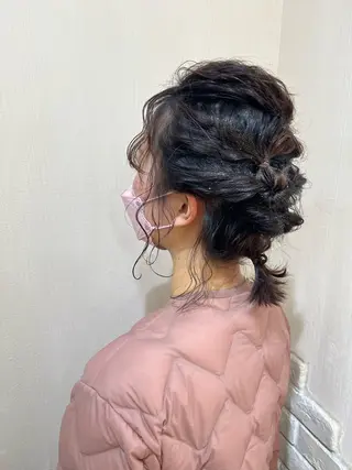 セミロング ヘアアレンジ きむえり/髪質改善 /セット/カラーのヘアスタイル