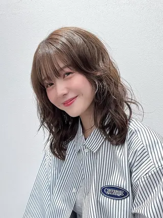 ミディアム カラー パーマ 髪質改善カラー Unami 太田英寿のヘアスタイル