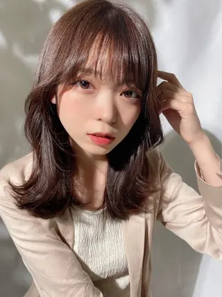 セミロング カラー 🧡くびれヘア/前髪 顔周り🧡久原結衣のヘアスタイル