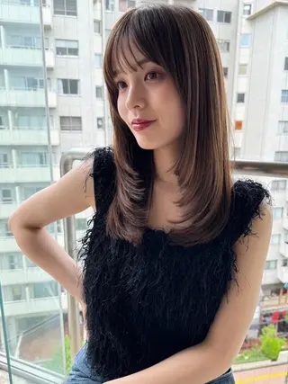 ミディアム KAZUKI新宿 カット　パーマのヘアスタイル