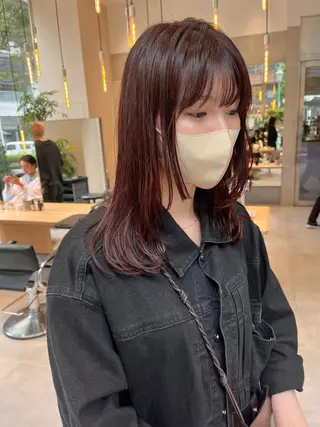 セミロング カラー minami🪷 暖色カラーのヘアスタイル