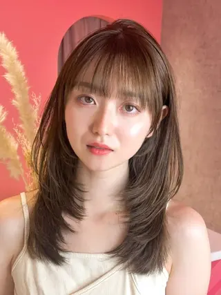 ロング カラー 山崎/ボブ縮毛矯正 レイヤー髪質改善のヘアスタイル