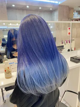 セミロング カラー ヘアアレンジ メンズ JuNブリーチに 縮毛矯正するプロのヘアスタイル