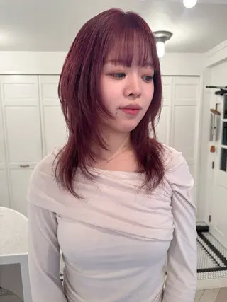 カラー ブリーチカラー🎀 韓国風/寺門美優のヘアスタイル