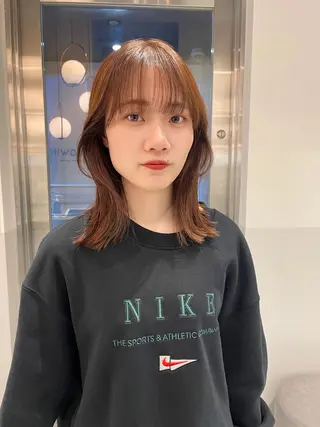 ミディアム カラー ヘアアレンジ satsuki 暖色・ブラウンカラーのヘアスタイル