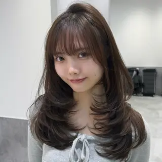 ロング GO TODAY 原宿Verno店所属・韓国風レイヤー/顔周 り×透明感/きょうのヘアスタイル