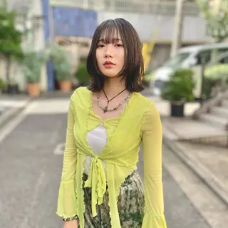 ミディアム カラー ウルフレイヤー エクステ/kokiのヘアスタイル