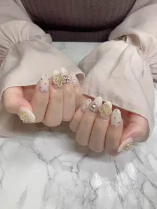 ネイル はな💎ネイル ワンホン、長さ出しのネイルデザイン