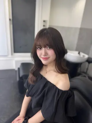 ミディアム カラー ブリーチなしWカラー /艶カラー✨のヘアスタイル