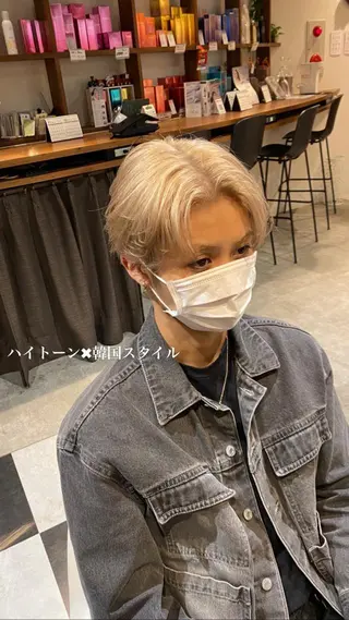 メンズ 透明感ブリーチ/ メンズパーマのヘアスタイル