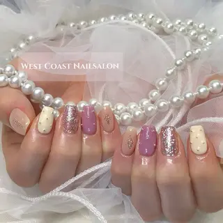 ネイル リボン、ガーリー パーツ放題専門店のネイルデザイン