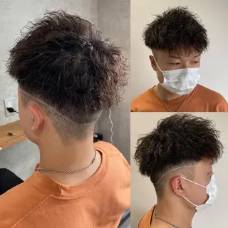 ショート パーマ メンズ R/🤎 パーマ&ブリーチ🔥のヘアスタイル