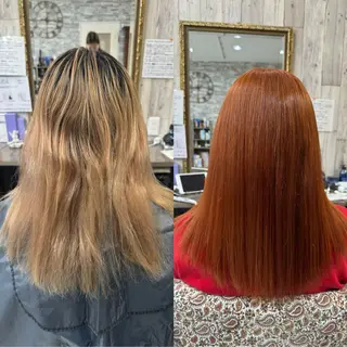 セミロング 土屋朱理/ ハイトーンカラーのヘアスタイル