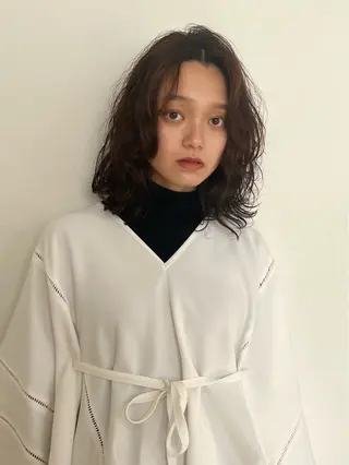 ミディアム パーマ 暖色カラー/似合わせ カット/名古屋/辻のヘアスタイル