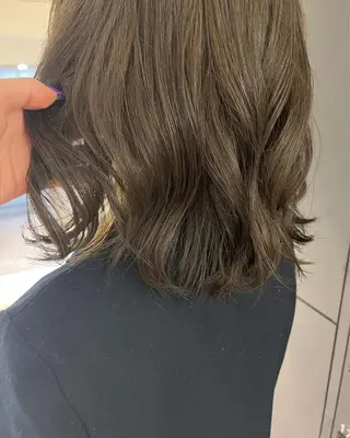 ミディアム 暗髪カラー🫐パーマ おくだりんかのヘアスタイル