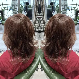 ミディアム カラー パーマ ヘアアレンジ tocca所属・毎月通える価格♪ 杉本真基のヘアスタイル