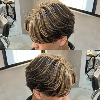 ミディアム カラー メンズ センターパート職人 店長/TSUBASAのヘアスタイル