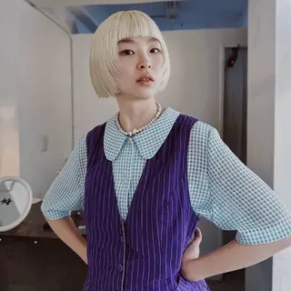 ミディアム カラー ☆RUO☆/ハイトー ンBob/デザインのヘアスタイル