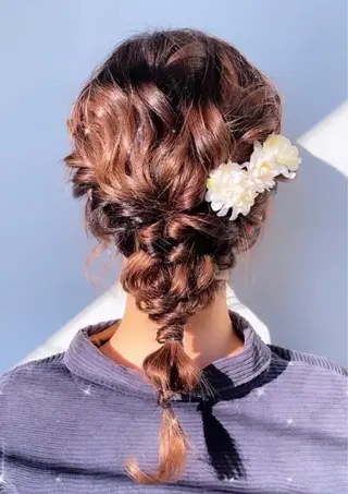 ミディアム ヘアアレンジ ハイトーンヘアセット 🦋yuri🦋のヘアスタイル