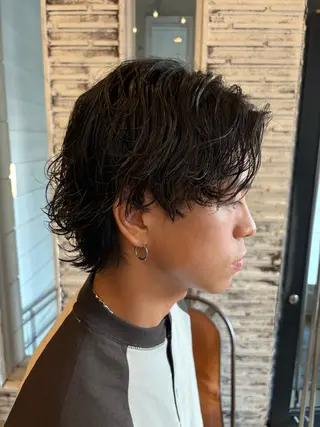 ミディアム パーマ メンズ ✨艶ブリーチカラー✨ 酸性ストレート光太郎のヘアスタイル