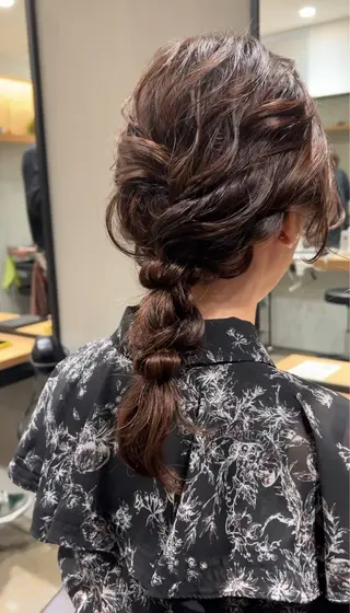 セミロング アレンジ/新宿 透明感カラー/ヤノのヘアスタイル