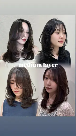 ミディアム カラー ヘアアレンジ 🤍色気レイヤー🤍 リナのヘアスタイル