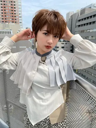 ショート カラー 縮毛/ショート/ ボブ/レイヤー/小原のヘアスタイル