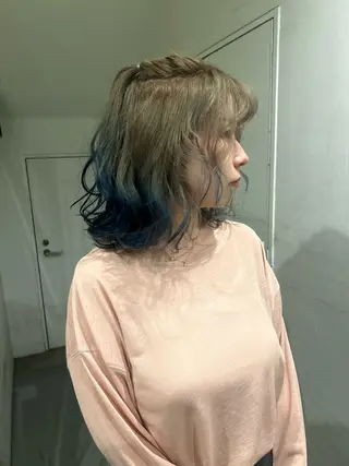 ミディアム カラー hen所属・心斎橋/レイヤー/ ブリーチ/モエのヘアスタイル