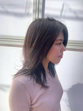 セミロング ハイライト／レイヤー 木下翔太のヘアスタイル