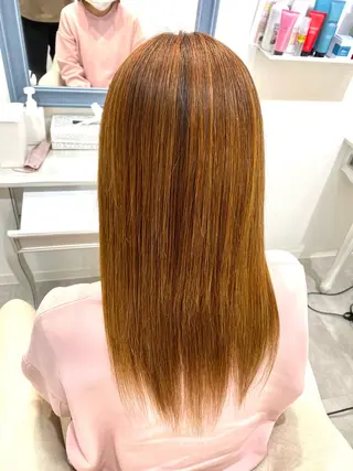 ロング クセ、艶にお悩みの方 ブリーチ毛にも縮毛可のヘアスタイル