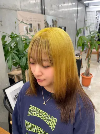 セミロング ハイトーン×デザイン 似合わせ/Yoheiのヘアスタイル