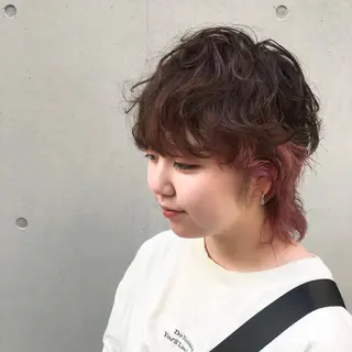 ミディアム カラー パーマ しのはら まどかのヘアスタイル