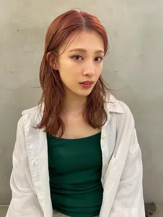 セミロング カラー ヘアアレンジ 小顔レイヤー×コンパ クトボブ/林隆平のヘアスタイル