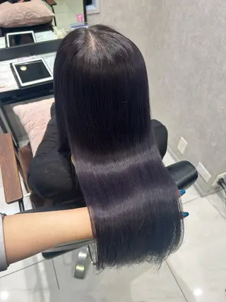 ロング ﾊﾙｶ🎀縮毛矯正 💎ブリーチWカラーのヘアスタイル