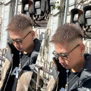 カラー メンズ R/🤎 パーマ＆ブリーチ🔥のヘアスタイル