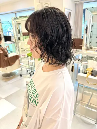 ミディアム パーマ ZENKO表参道店所属・デジタルパーマ 🌀ボブ　萩原　龍のヘアスタイル