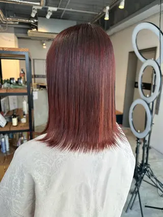 ミディアム 🌷モア 🌷暖色カラー・ボブのヘアスタイル