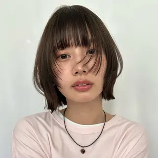 ミディアム 平野恵/透明感カラー ブリーチ/ボブのヘアスタイル