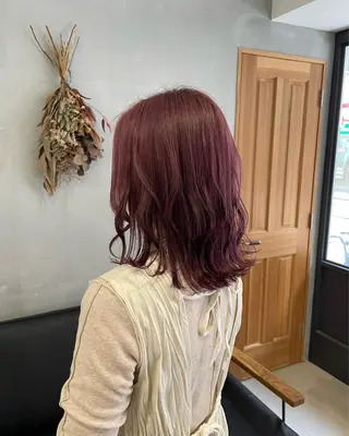 ミディアム カラー 暖色カラー🍊 ボブ🌿顔周りcutのヘアスタイル