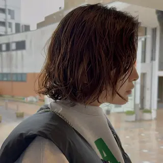 ショート パーマ KOHNO/ブリーチ なし/透明感カラーのヘアスタイル