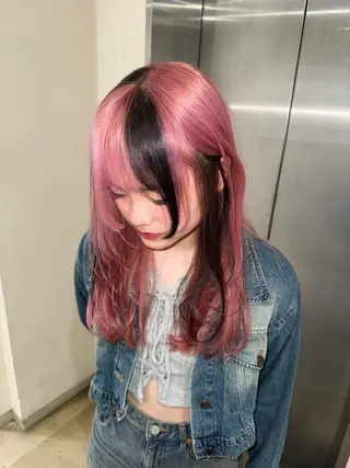 セミロング ハイトーン/デザイン honokaのヘアスタイル