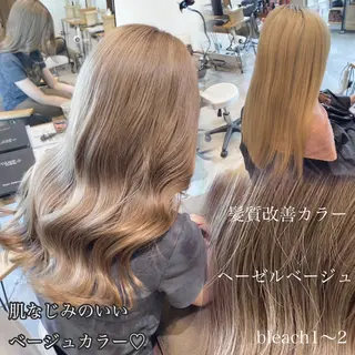 ロング カラー 肌に馴染むハイトーン /ミルクティーカラーのヘアスタイル