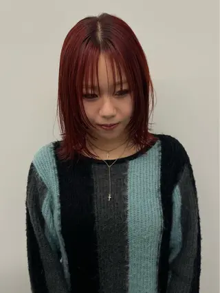 ミディアム カラー yuan tanakaのヘアスタイル