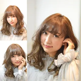 ミディアム カラー パーマ 大木 拓瑞のヘアスタイル