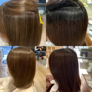 セミロング カラー 馬場智哉 白髪ぼかしハイライトのヘアスタイル