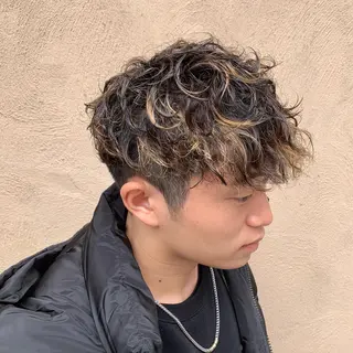 ショート パーマ メンズ 西新/siohair 似合わせ/石尾刻矢のヘアスタイル