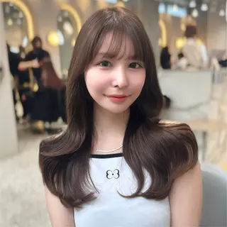 セミロング カラー 新宿/韓国風レイヤー 髪質改善/渋谷直樹のヘアスタイル