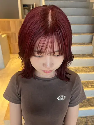 セミロング カラー 藤井 美歩/赤髪のヘアスタイル